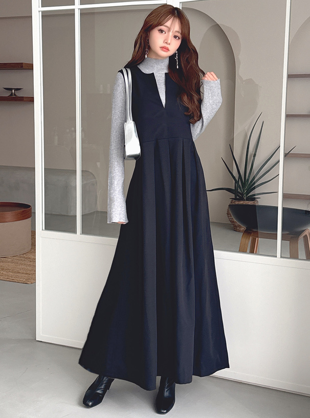 プリーツ切替ジャンパースカート[on286] | レディースファッション通販