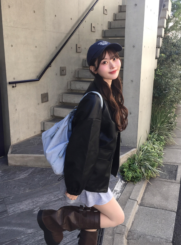 ステンカラーレザーブルゾン[on235] | レディースファッション通販の