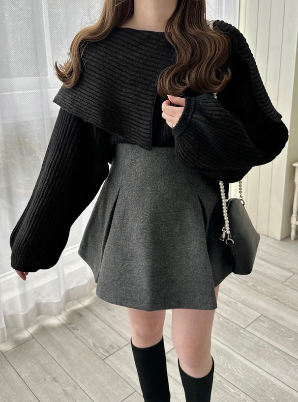 アシンメトリービッグカラーニットトップス[lt34] | レディース