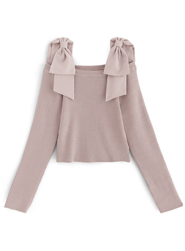 オフショルダーリボンストラップニットトップス[mb1546] | レディース