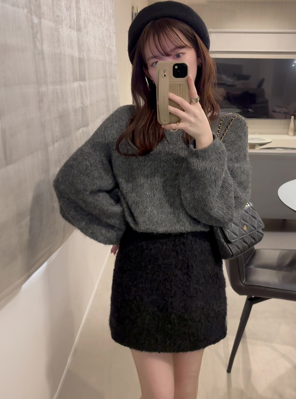 前後2Wayモヘヤタッチニットショート丈トップス[mb1569] | レディース