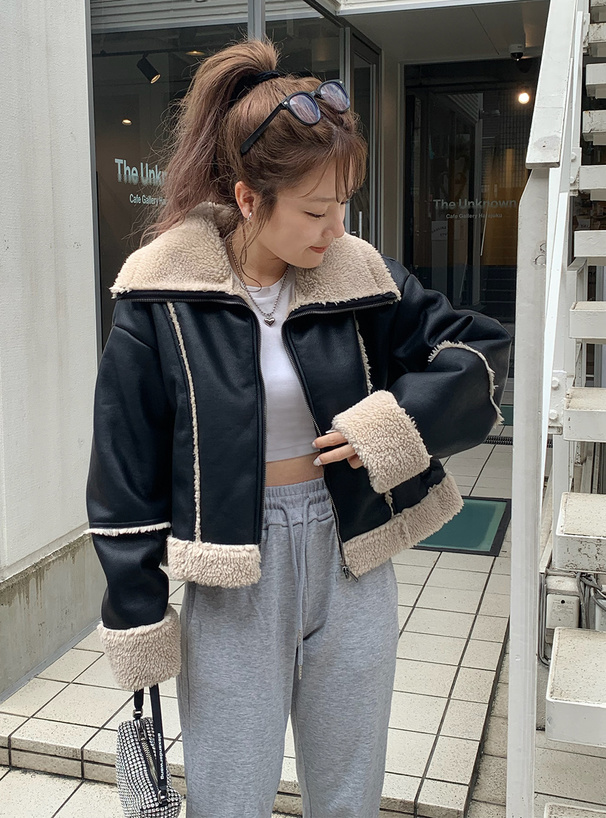 襟2Wayレザームートンブルゾン[nk76] | レディースファッション通販の