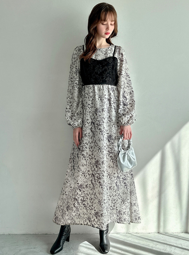 花柄ビスチェレイヤード風ワンピース[nr364] | レディースファッション