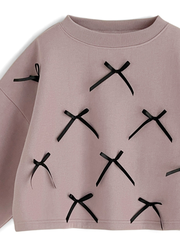 リボンスウェットショート丈トップス[sm109] | レディースファッション