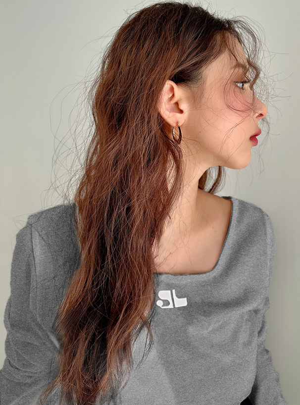 スクエアネックロゴ刺繍トップス[pm404] | レディースファッション通販