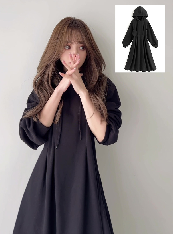 タックフレア裏起毛パーカーワンピース[pm233] | レディース