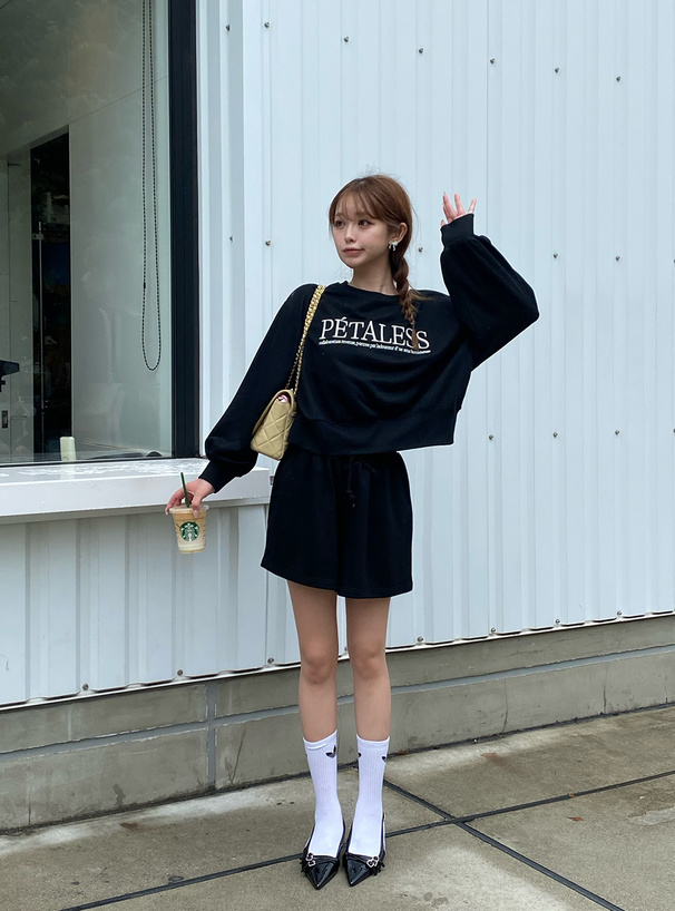 刺繍ロゴスウェット×ショートパンツセットアップ[pa063] | レディース