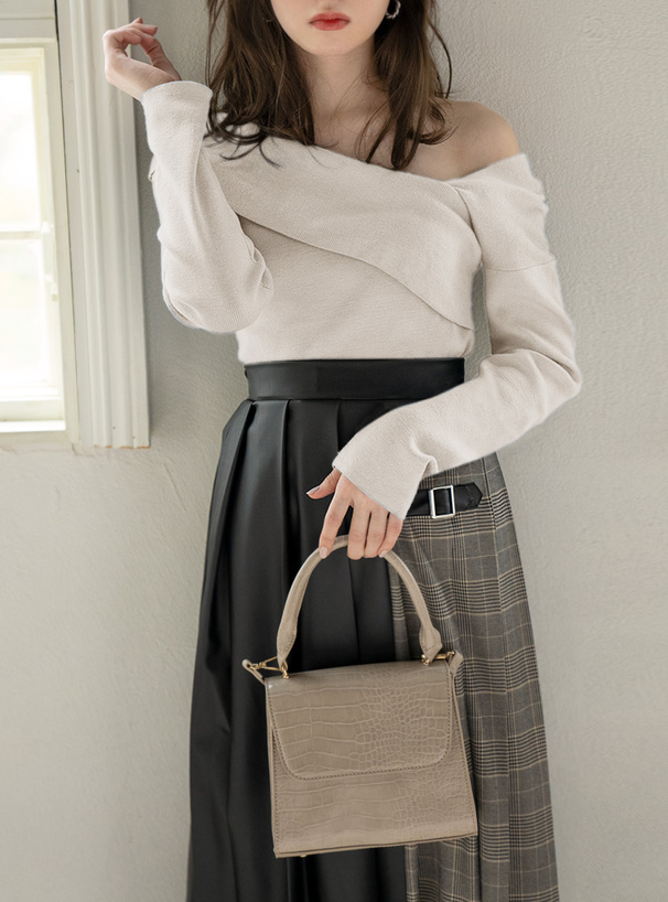 アシンメトリーオフショルニットトップス[rut333] | レディース