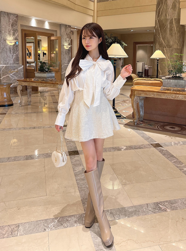 インパン裏地付きツイードスパンコールミニスカート[ta168