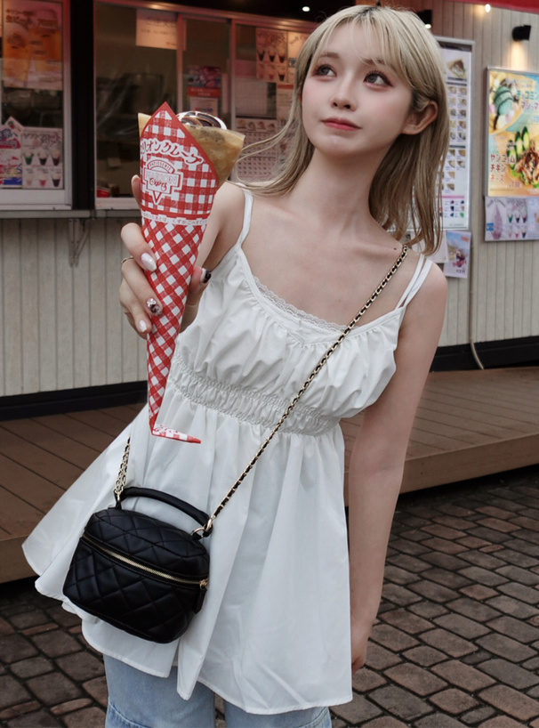 バックリボンウエストシャーリングキャミビスチェ[tg736] | レディース