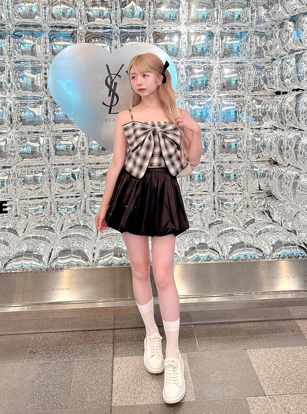 チェック柄ビッグリボンキャミソールビスチェ[tg865] | レディース