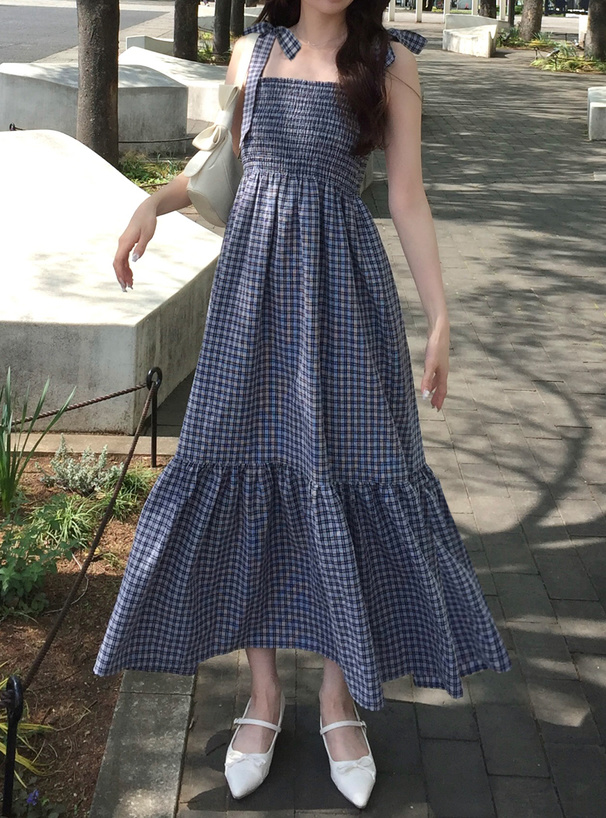 マルチWayリボンストラップチェック柄ワンピース[tg820] | レディース