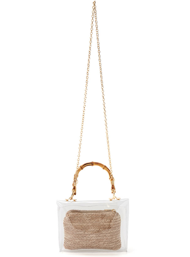 2Wayポーチ付きバンブーハンドルミニクリアバッグ[tr129] | レディース