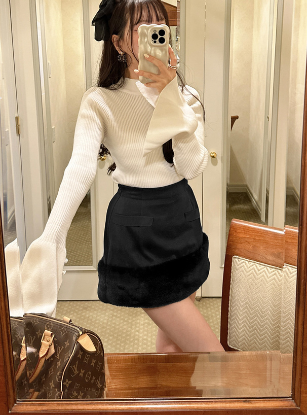 インパン裏地付きファー切替ミニスカート[tu950] | レディース