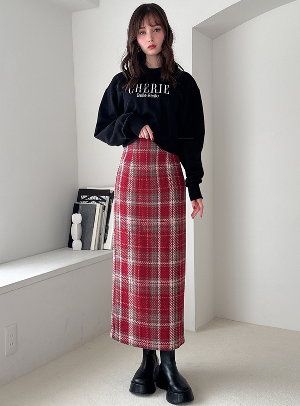 ロービングチェック柄ロングタイトスカート[tu1427] | レディース