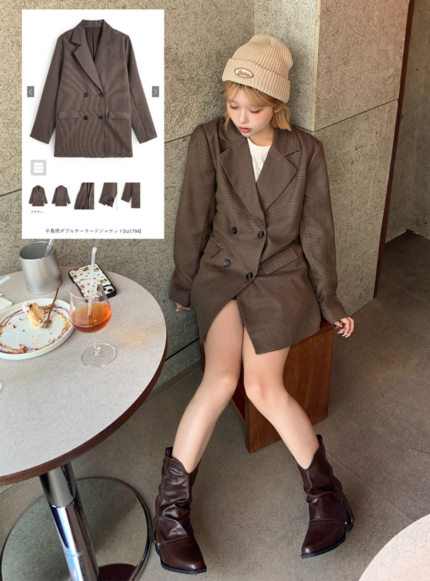 千鳥柄ダブルテーラードジャケット[tu1794] | レディースファッション