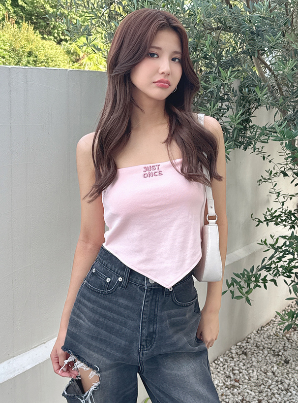 カップ付きロゴ刺繍ベアトップ[tu1357] | レディースファッション通販