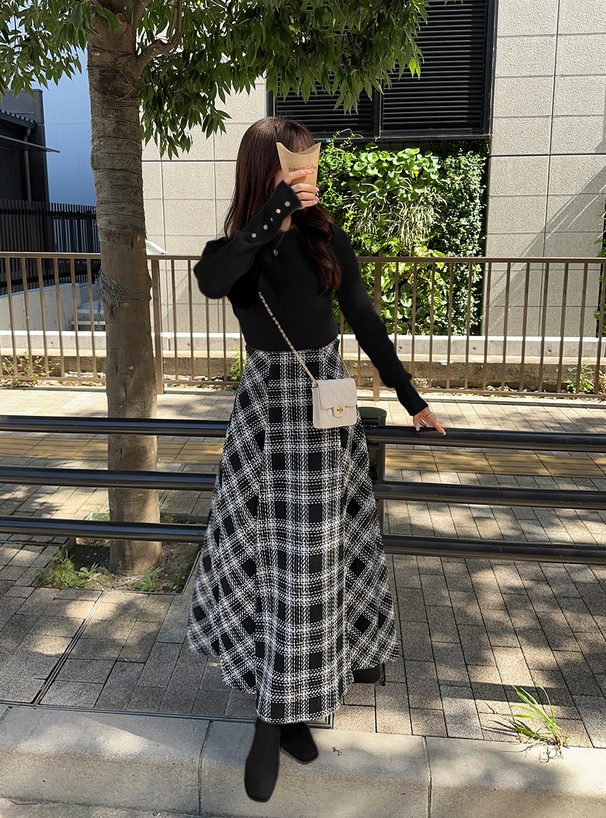 ロービングチェックロングフレアスカート[tu1366] | レディース