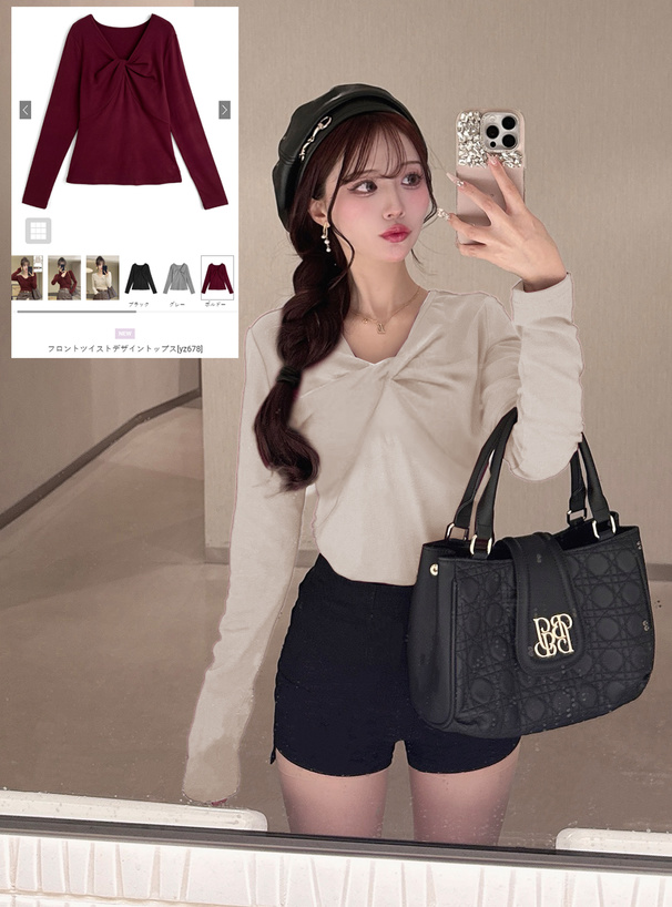 フロントツイストデザイントップス[yz678] | レディースファッション