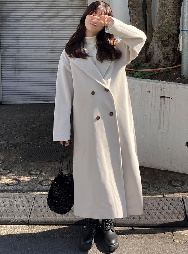 サイドスリットダブルボタンチェスターコート[ze759] | レディース