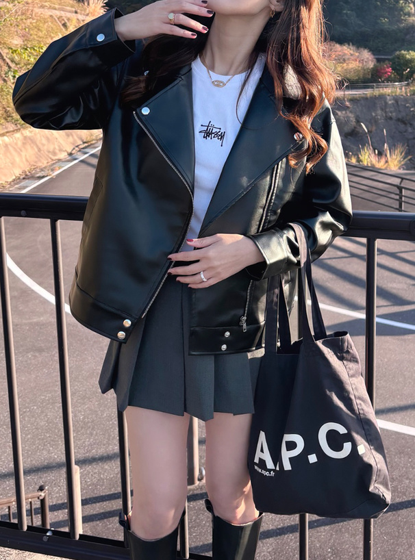 レザーライダースビッグジャケット[ze855] | レディースファッション