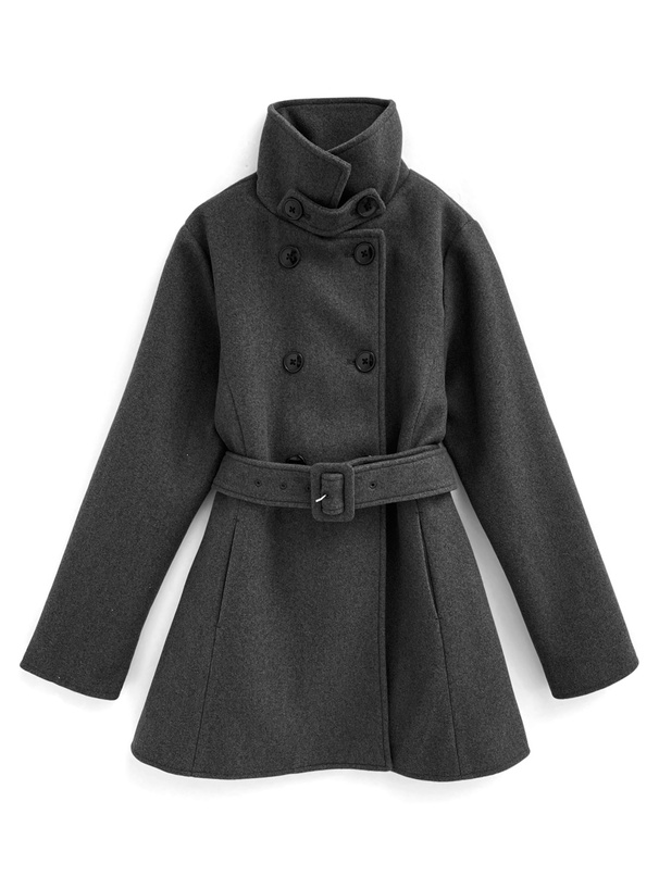 ベルト付きスタンドカラーミドル丈コート[ze836] | レディース