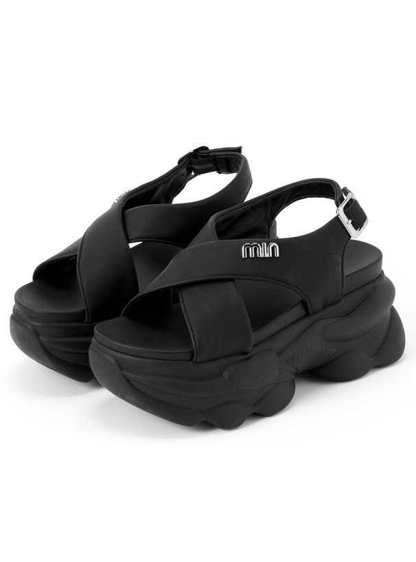 メタルロゴクロスストラップ厚底サンダル[zr1211] | レディース