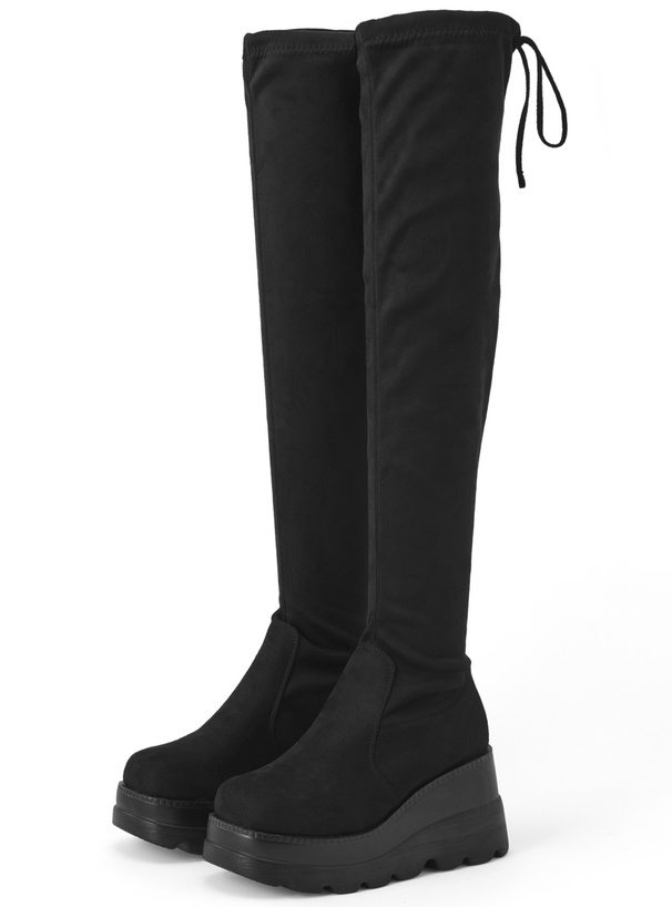 2Way厚底ドロストリボンニーハイブーツ[zr1231] | レディース