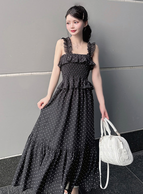 ドット柄シフォンキャミソールワンピース[gc310] | レディース