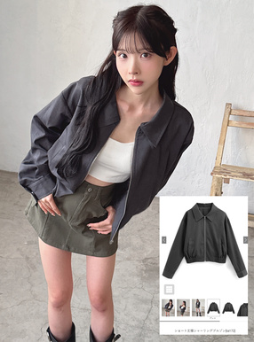 ショート丈裾シャーリングブルゾン[ta172] | レディースファッション