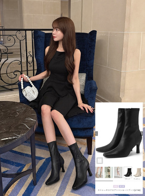 ストレッチスクエアトゥショートブーツ[zr746] | レディース