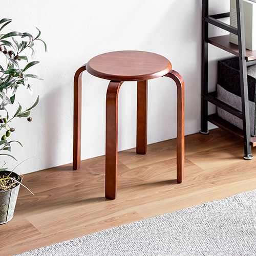 スツール（木製・天然木・丸椅子・背もたれ無し・スタッキング・組立済