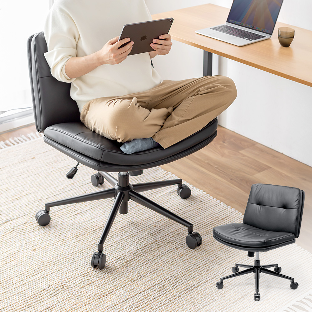 あぐらチェア ソファチェア 幅広座面64cm｜ロッキング キャスター ガス