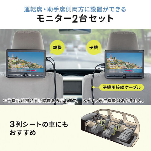 ヘッドレストモニター（後部座席・10.1インチ・親機/子機・2台セット