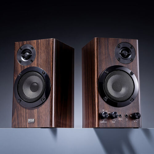 PCスピーカー(木製2chスピーカー・60W・高音調整可・3Dサラウンド