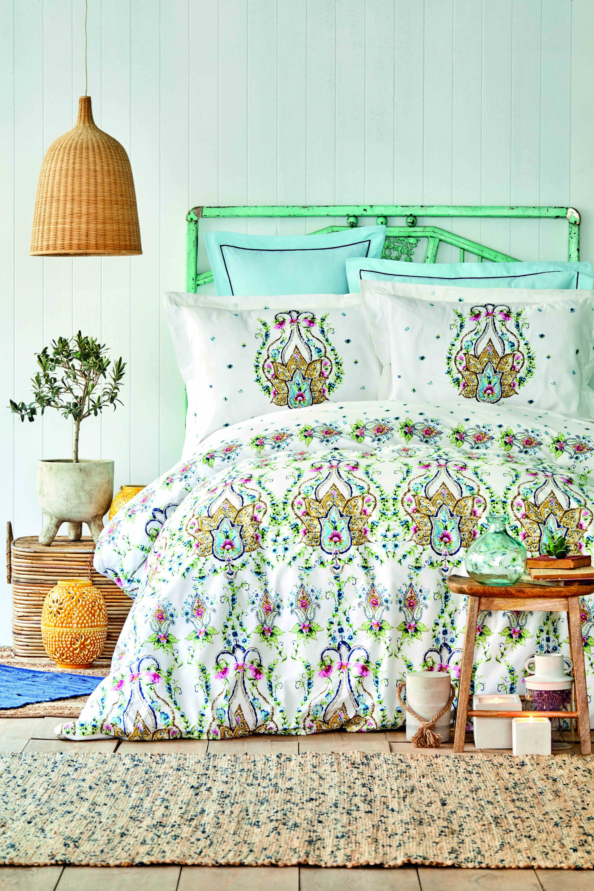 Karaca Home Nery Mavi Çift Kişilik 4 Yastıklı Pike Takımı | Karaca