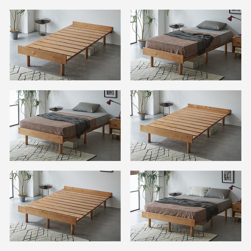 マーヴィン すのこベッド クイーン ベッド単品のみ 木製 頑丈 耐荷重