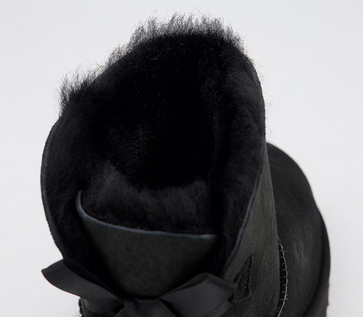 UGG Mini Bailey Bow Boots Black Suede - Women's Ankle Boots