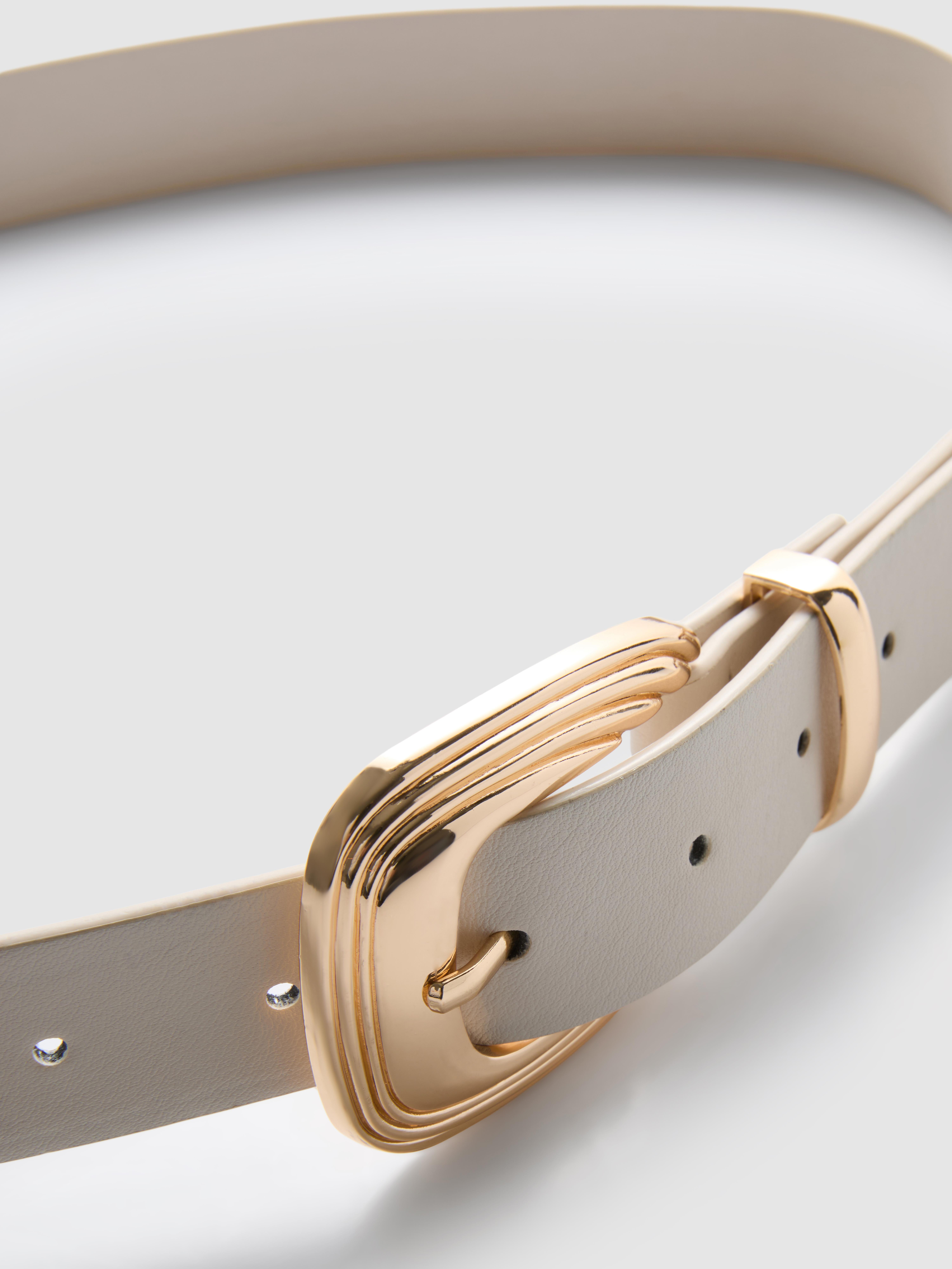 Women's Ivory Textured Buckle Belt | Primark