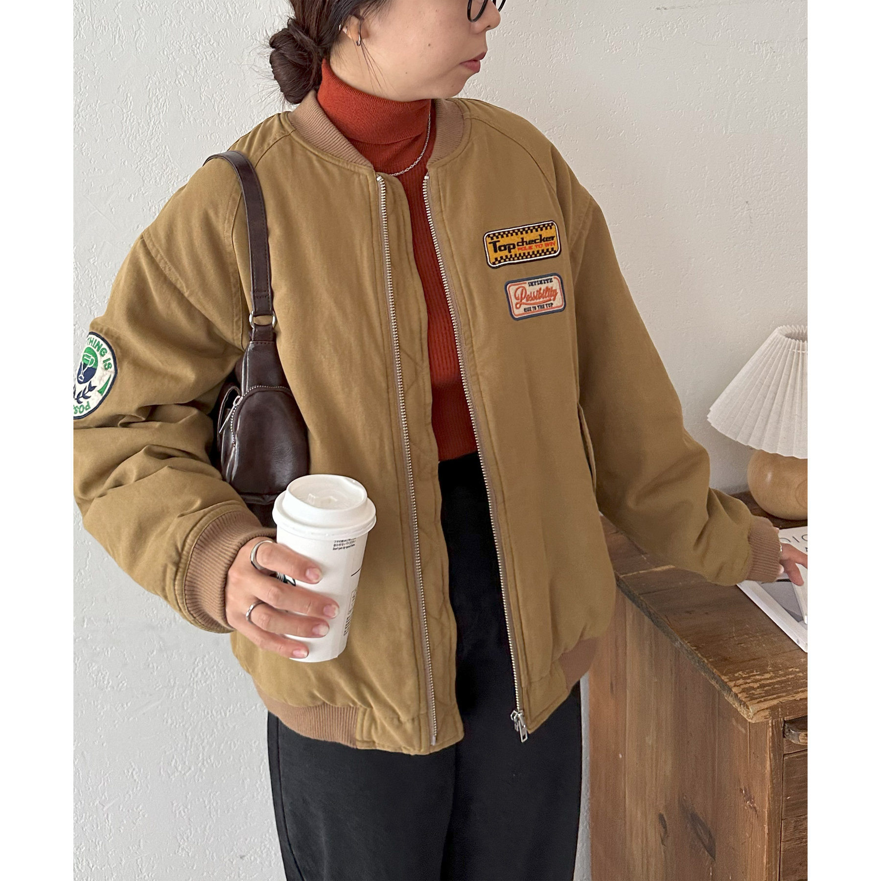 ユニセックス】刺繍ワッペンダックボンバージャケット | ファッション