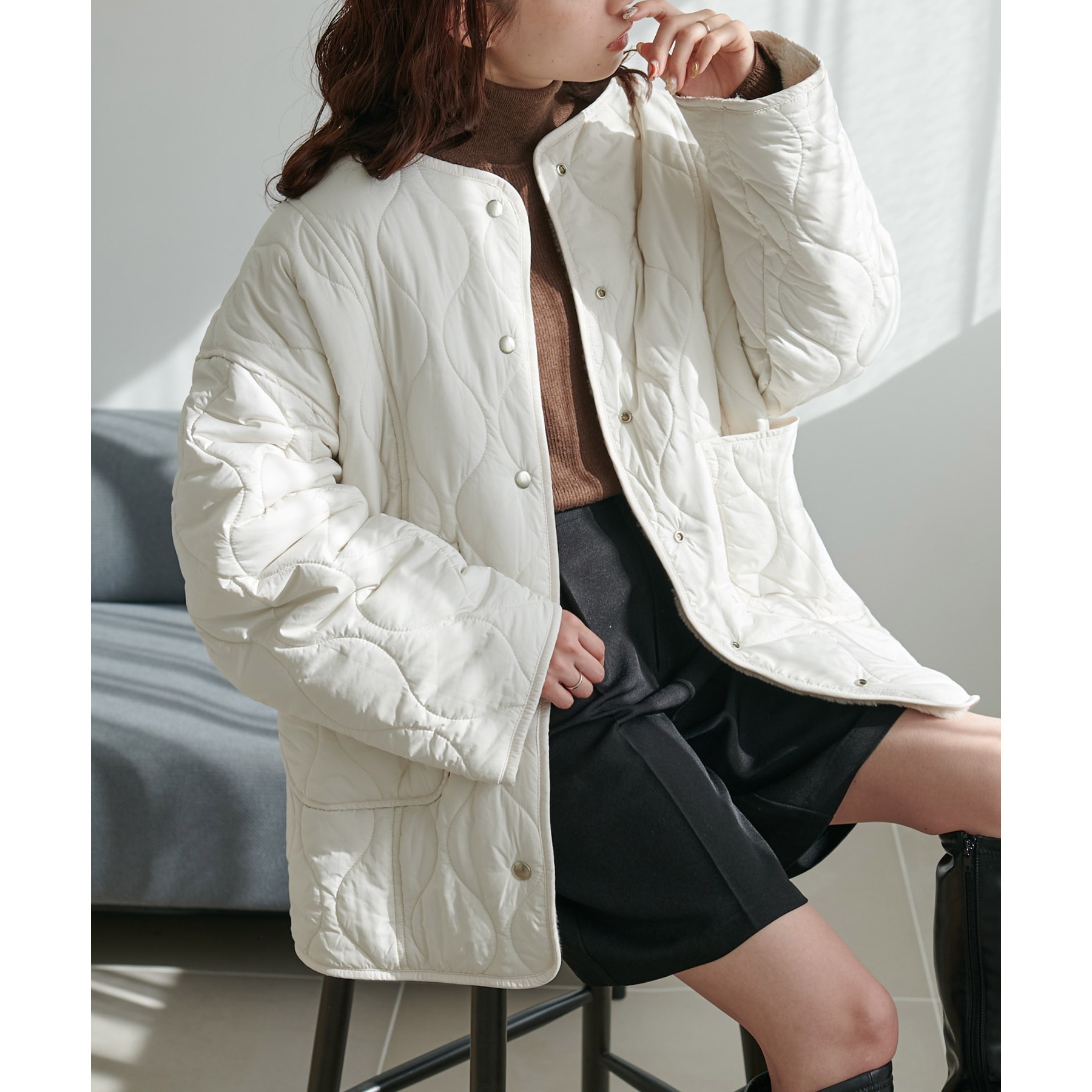 キルティングリバーシブルファーコート | ファッション通販サイト NUGU