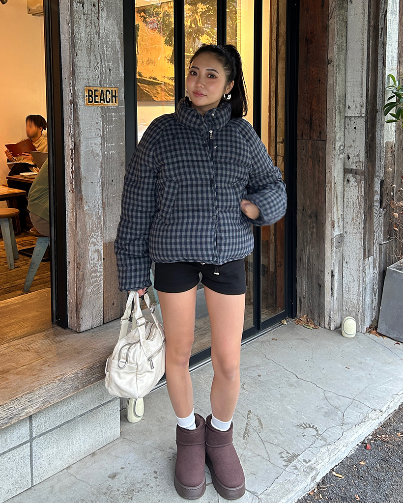 ギンガムチェックフェイクダウンジャケット | ファッション通販サイト NUGU