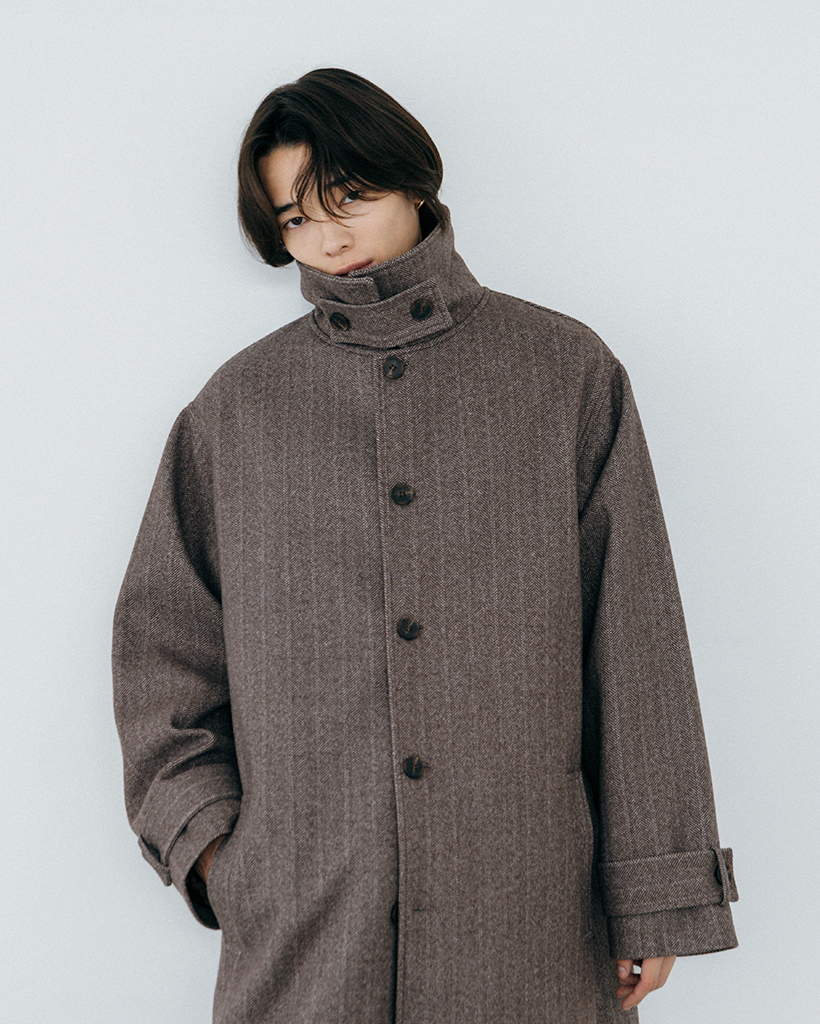 ORIGINAL) ヘリンボーンシングルロングコート (brown) | ファッション