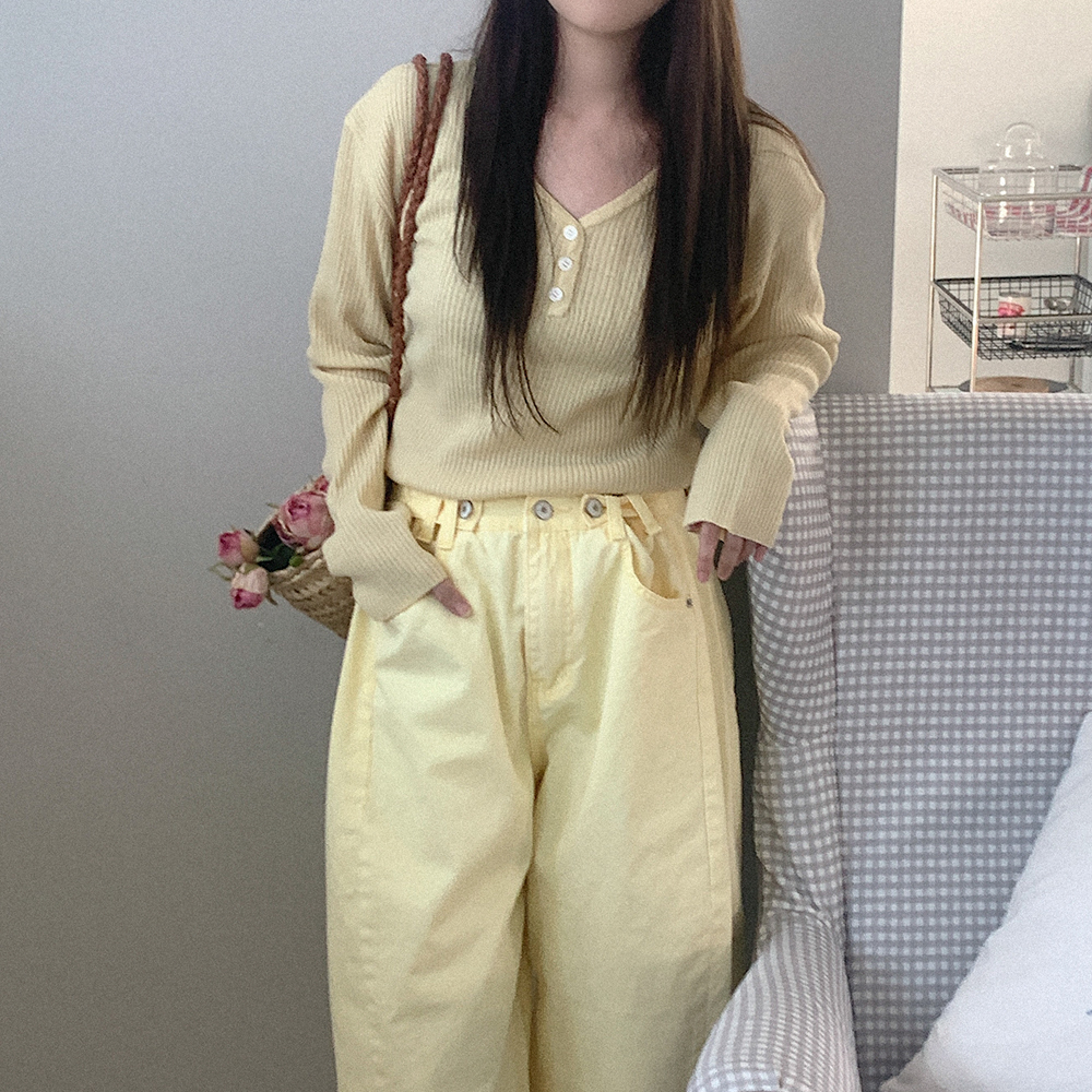 リブボタンVネックニット | ファッション通販サイト NUGU