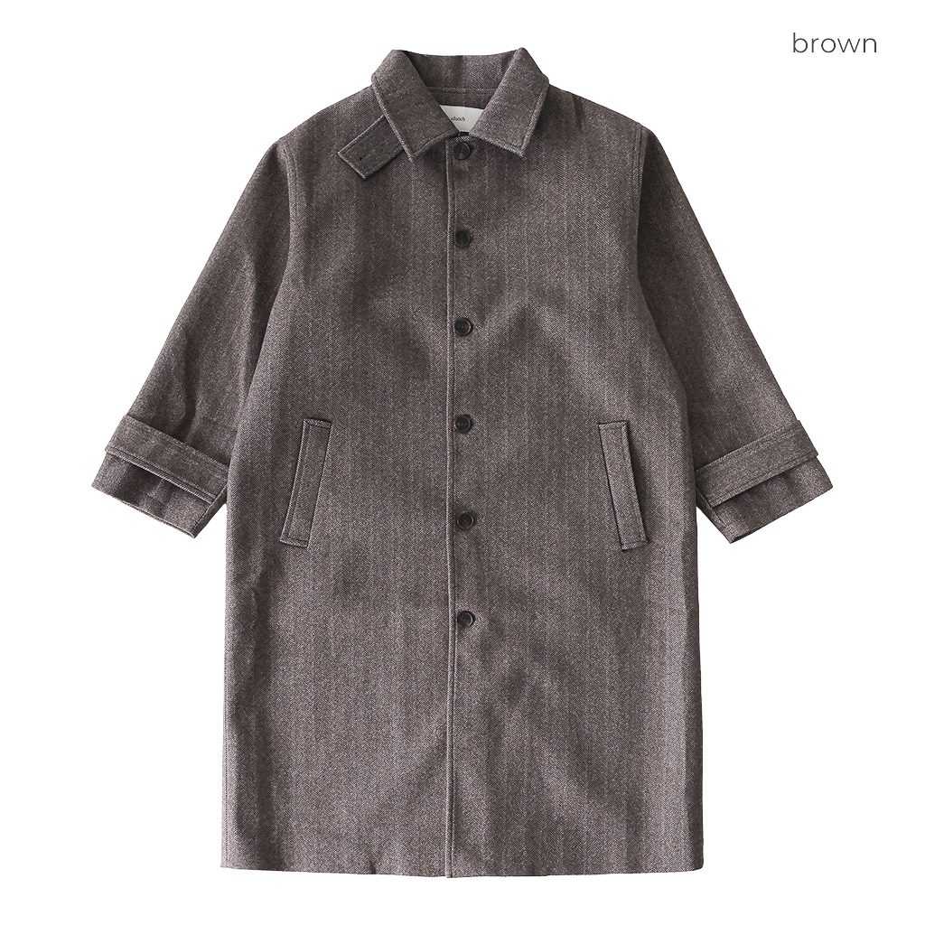 ORIGINAL) ヘリンボーンシングルロングコート (brown) | ファッション
