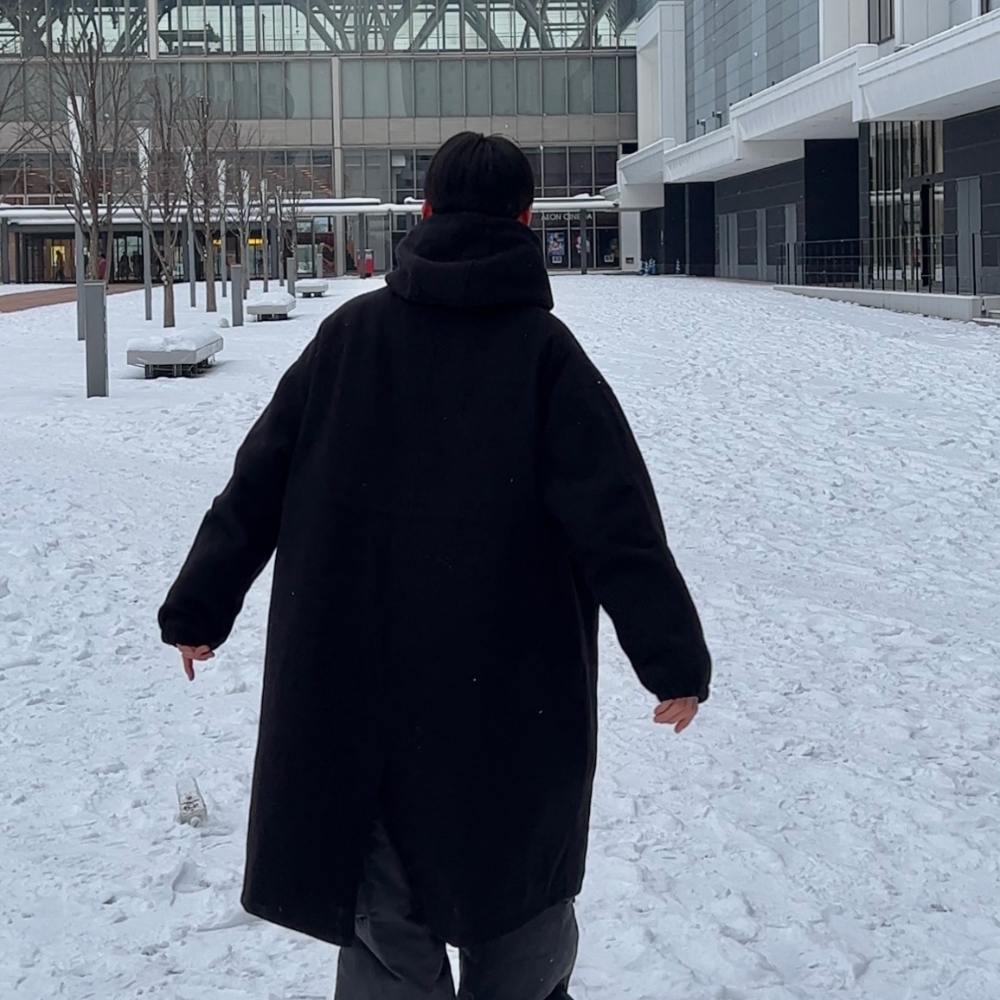 オーバーサイズロングフード付きダッフルコート | ファッション通販