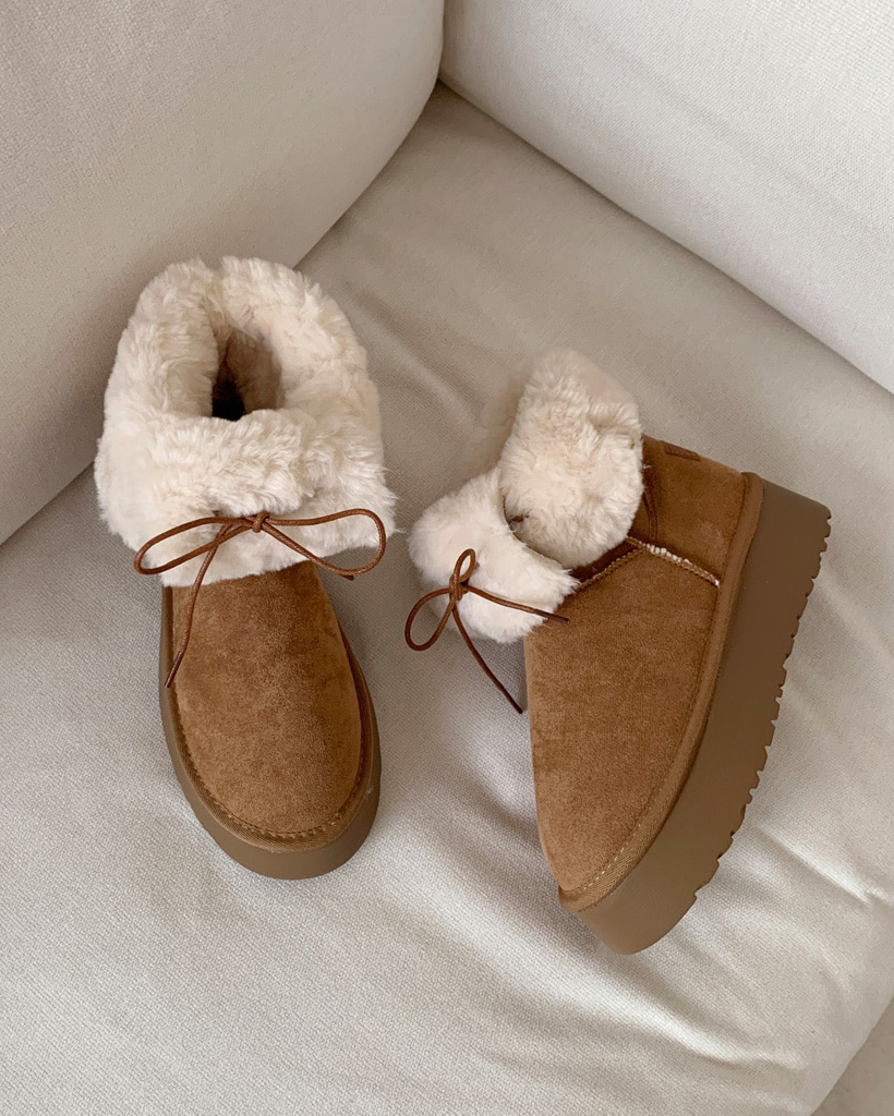 4cm) レースアップ厚底ムートンブーツ | ファッション通販サイト NUGU