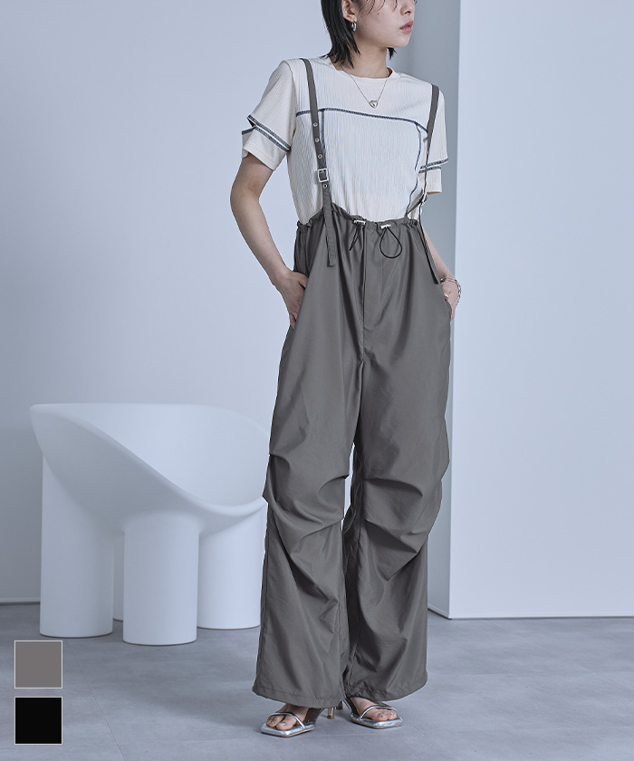 サスペンダー付きパラシュートパンツ | ファッション通販サイト NUGU