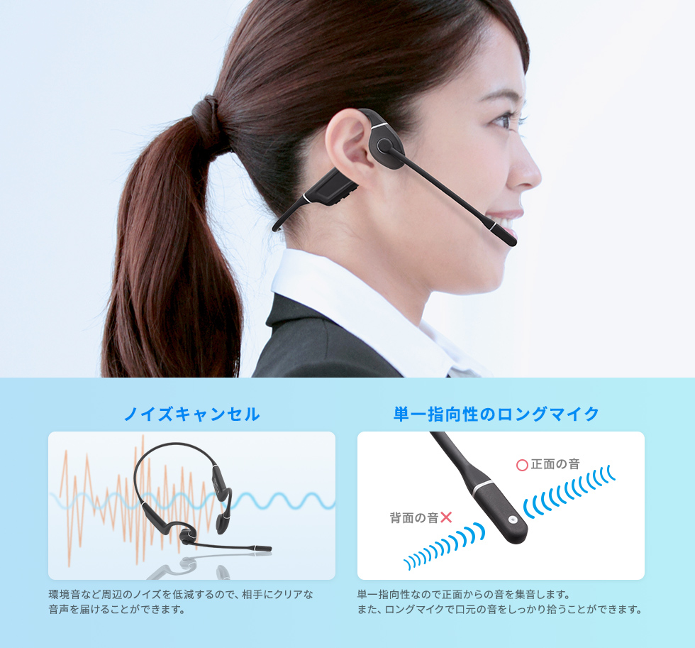 MM-BTSH69BK【Bluetooth骨伝導ヘッドセット】耳を塞がず周りの音を聞き