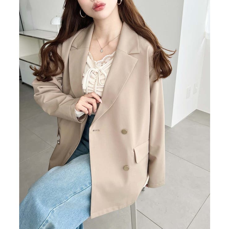 マットゴールド釦ダブルテーラードジャケット[品番：ERMW0004179